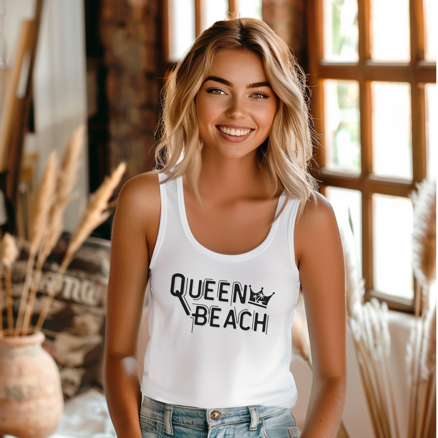 Queen Beach Summer Tank Top | Stylish Beach Summer Outfit | Summer Racerback Tank Tops For Women