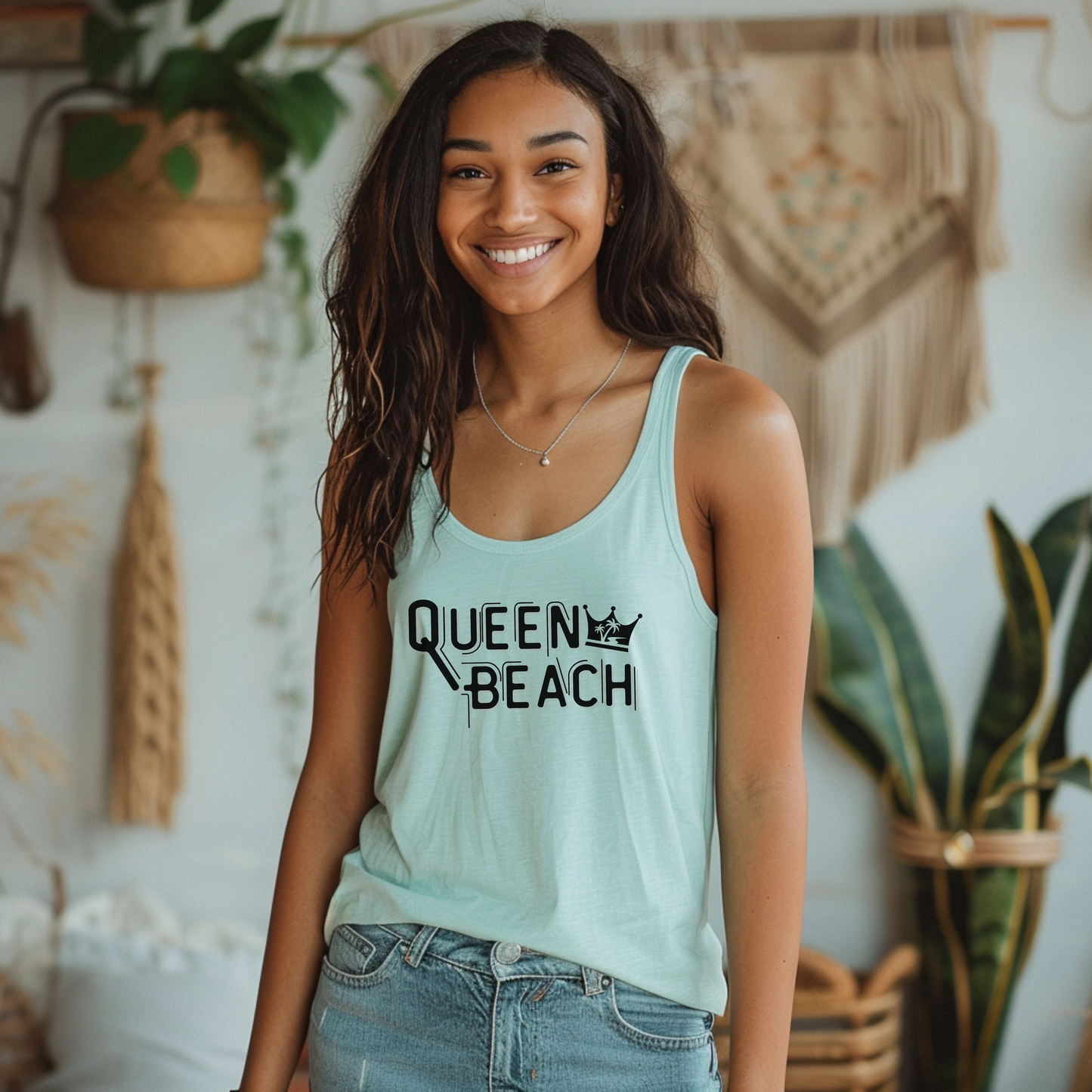 Queen Beach Summer Tank Top | Stylish Beach Summer Outfit | Summer Racerback Tank Tops For Women