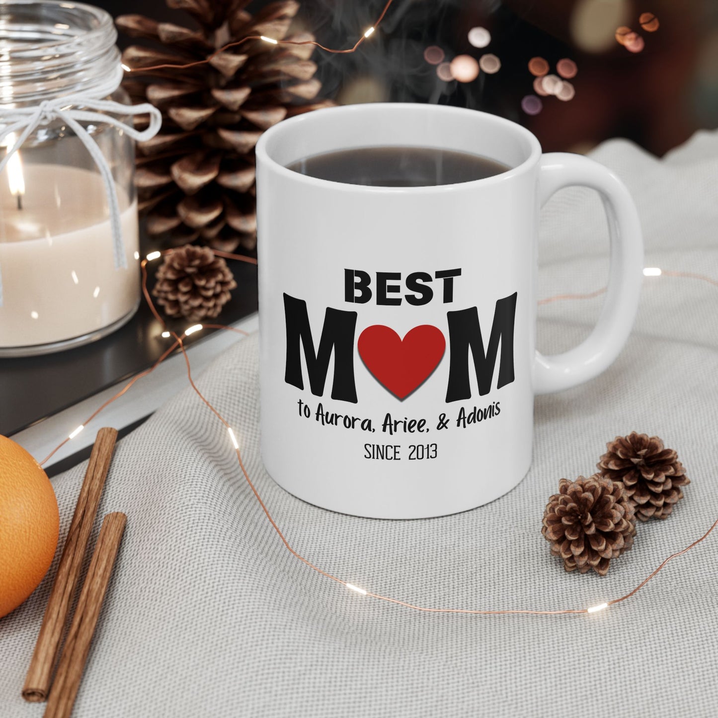 Personalized "Best Mom/Dad" Mug with Kids' Names and Year