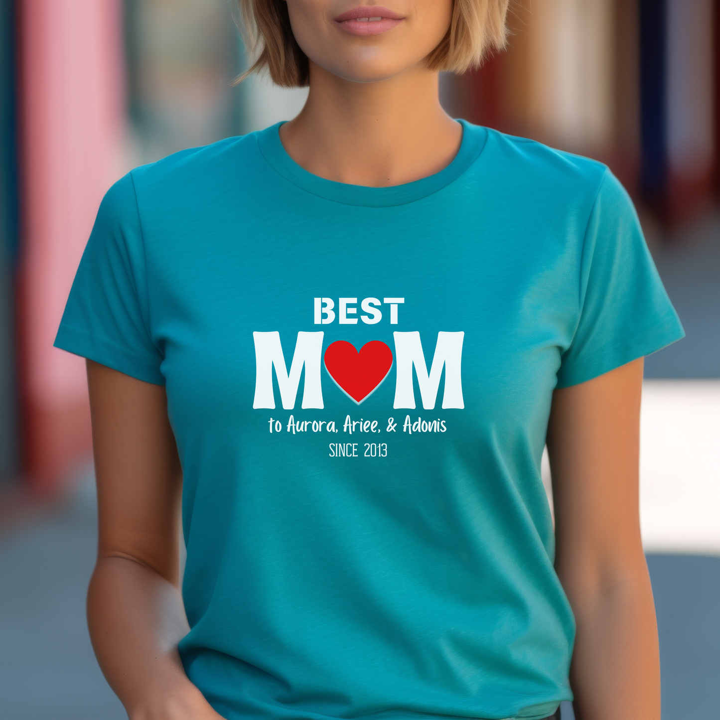 Personalized 'BEST MOM" Shirt | Kids' Names & Year