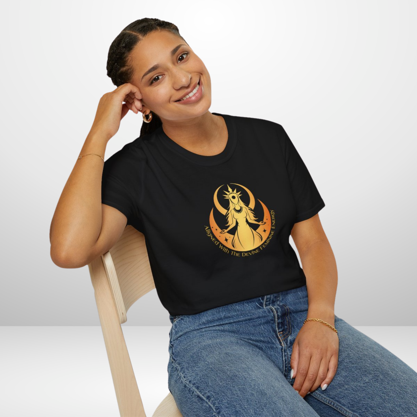 Aligned with the Divine Feminine Energy T-Shirt - Empowering Graphic Tee
