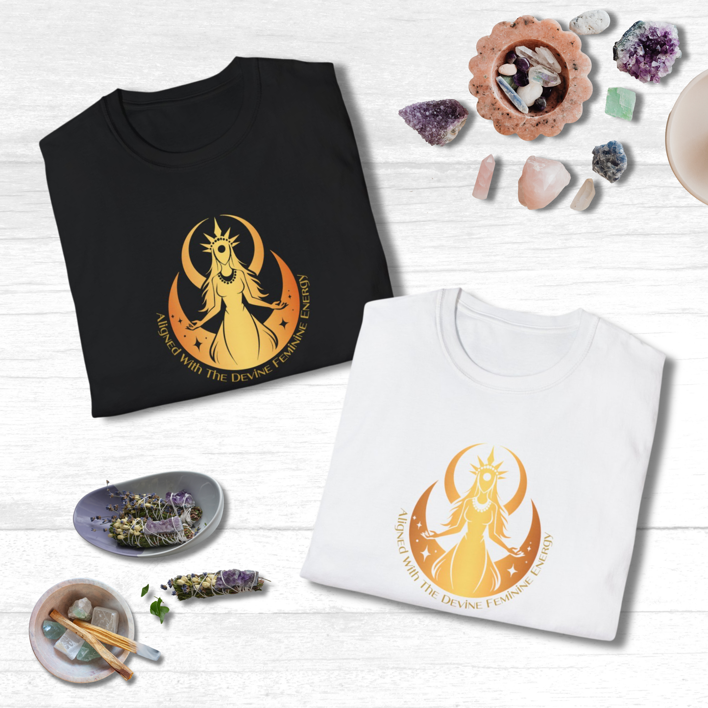 Aligned with the Divine Feminine Energy T-Shirt - Empowering Graphic Tee