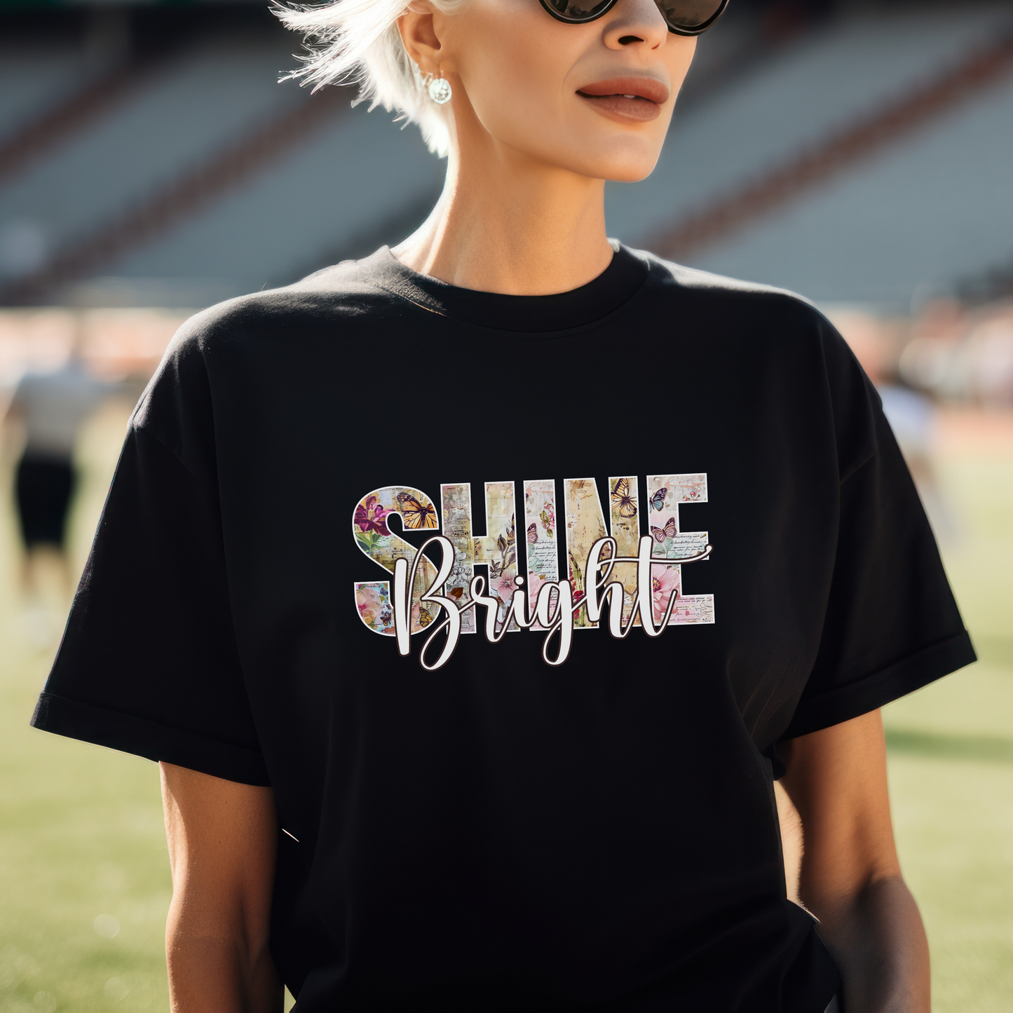 SHINE BRIGHT Affirmation Tee | Inspirational Floral Graphic Shirt