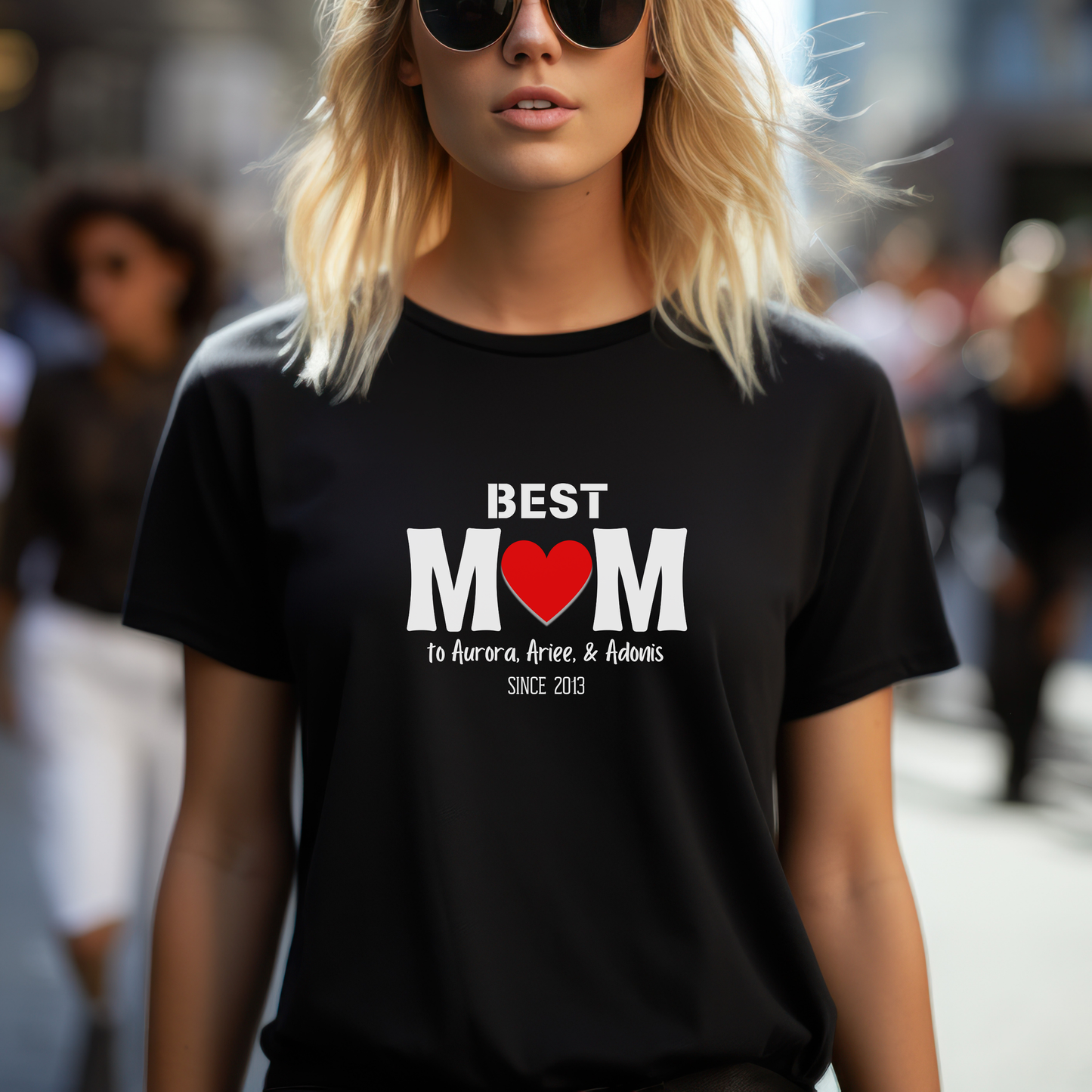 Personalized 'BEST MOM" Shirt | Kids' Names & Year