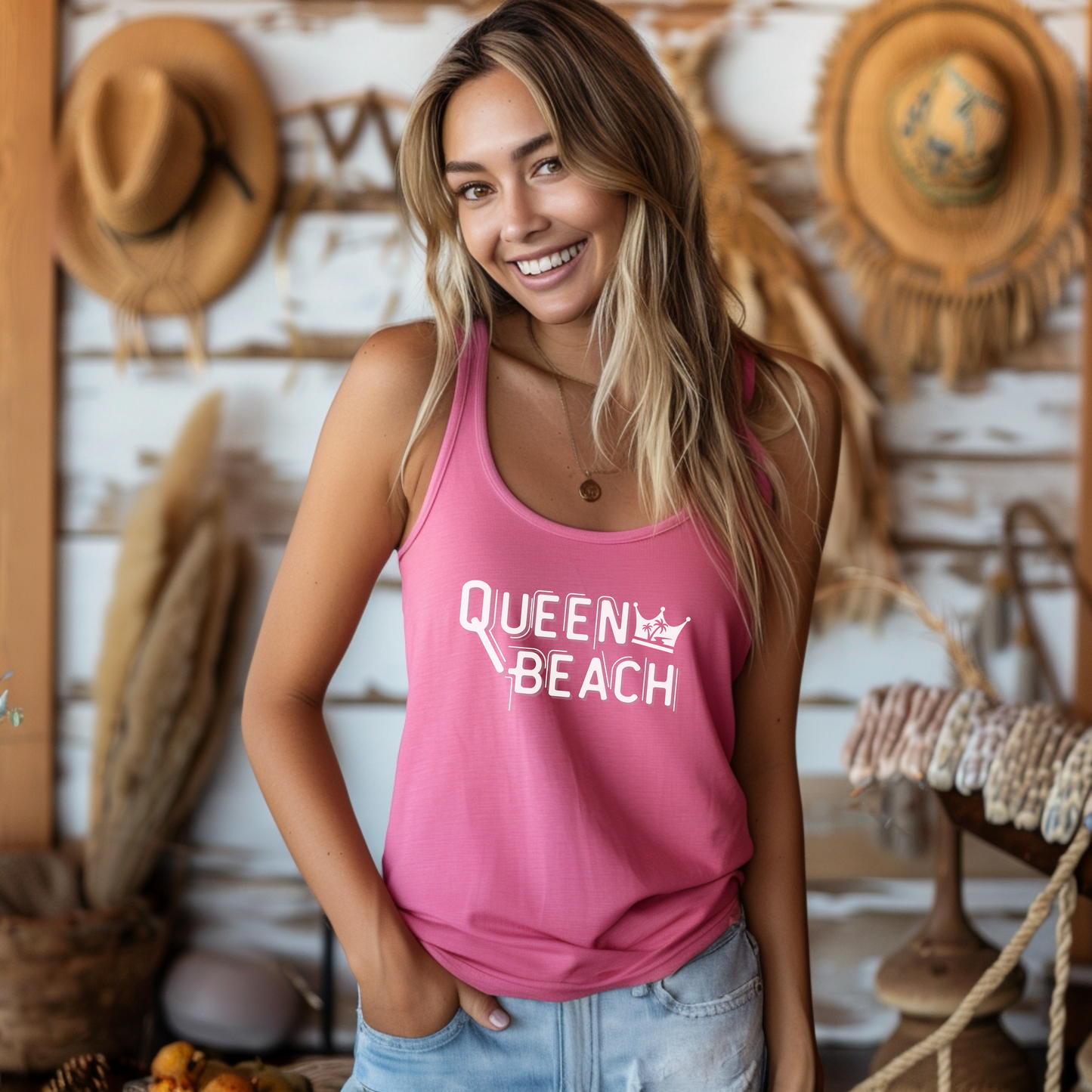 Queen Beach Summer Tank Top | Stylish Beach Summer Outfit | Summer Racerback Tank Tops For Women