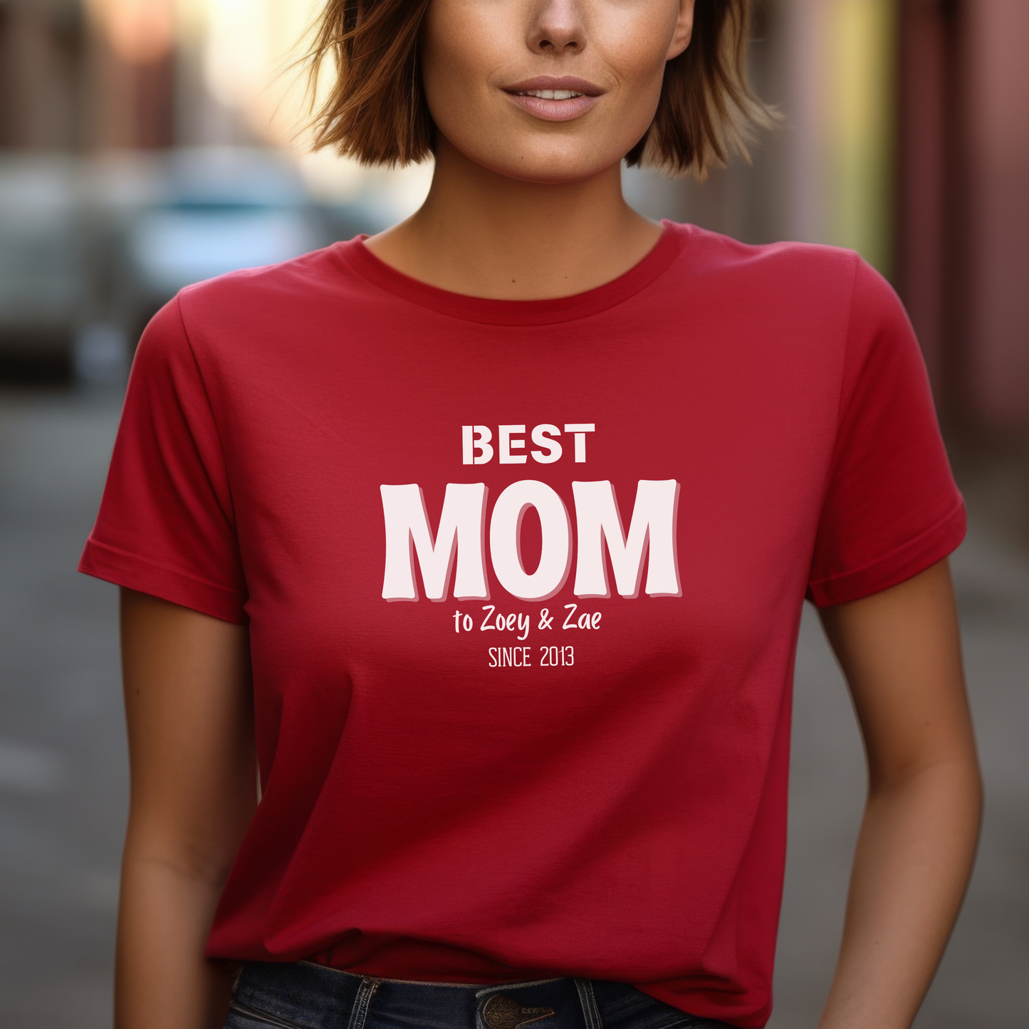 Personalized 'BEST MOM" Shirt | Kids' Names & Year