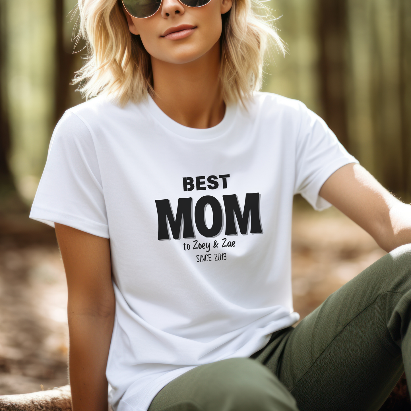Personalized 'BEST MOM" Shirt | Kids' Names & Year