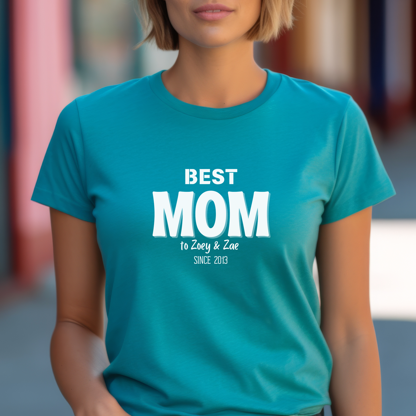 Personalized 'BEST MOM" Shirt | Kids' Names & Year