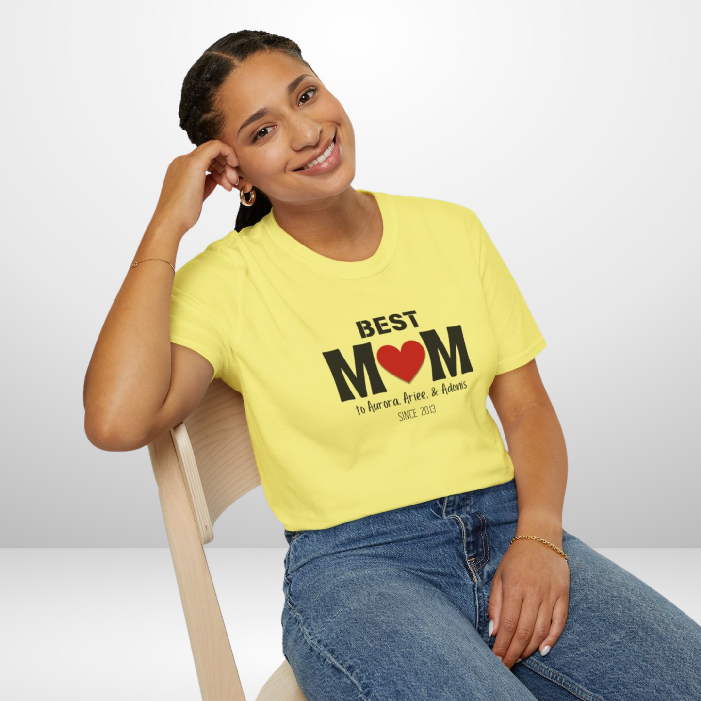 Personalized 'BEST MOM" Shirt | Kids' Names & Year