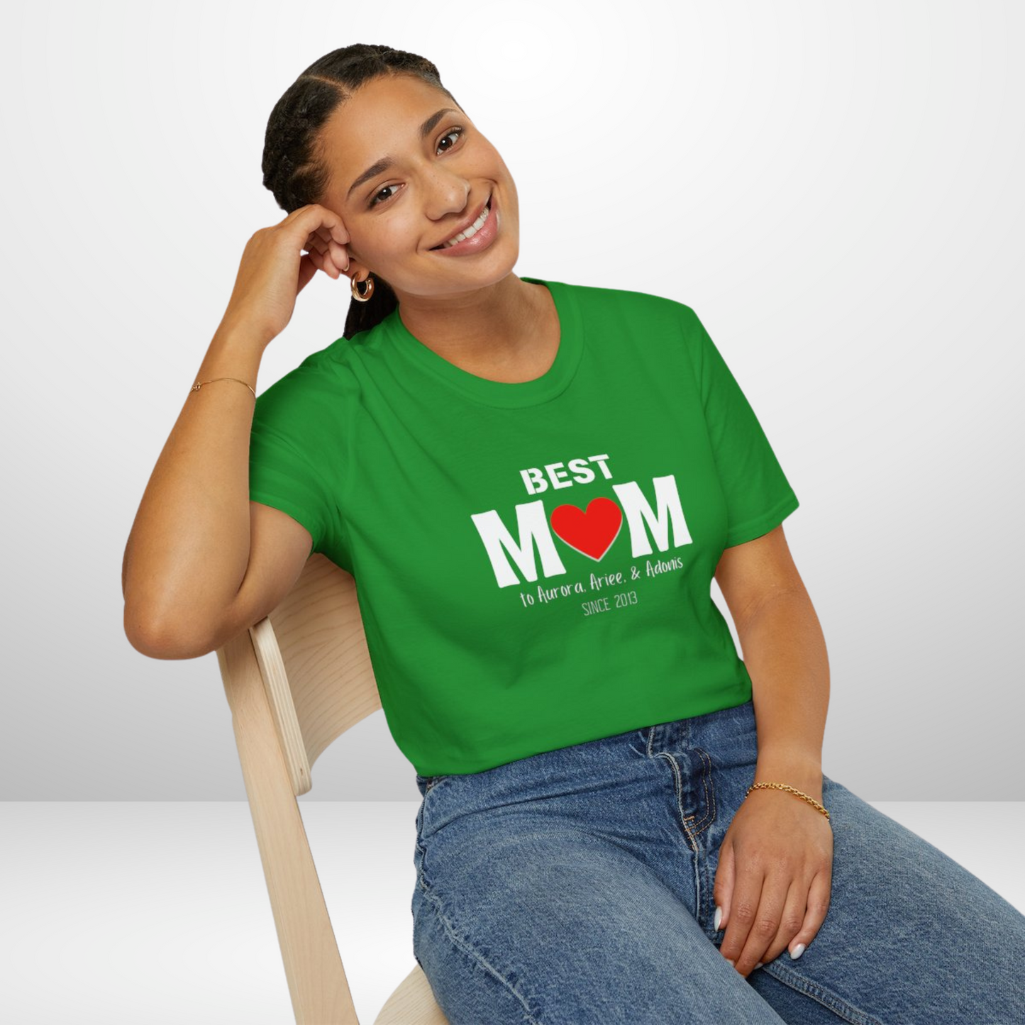 Personalized 'BEST MOM" Shirt | Kids' Names & Year