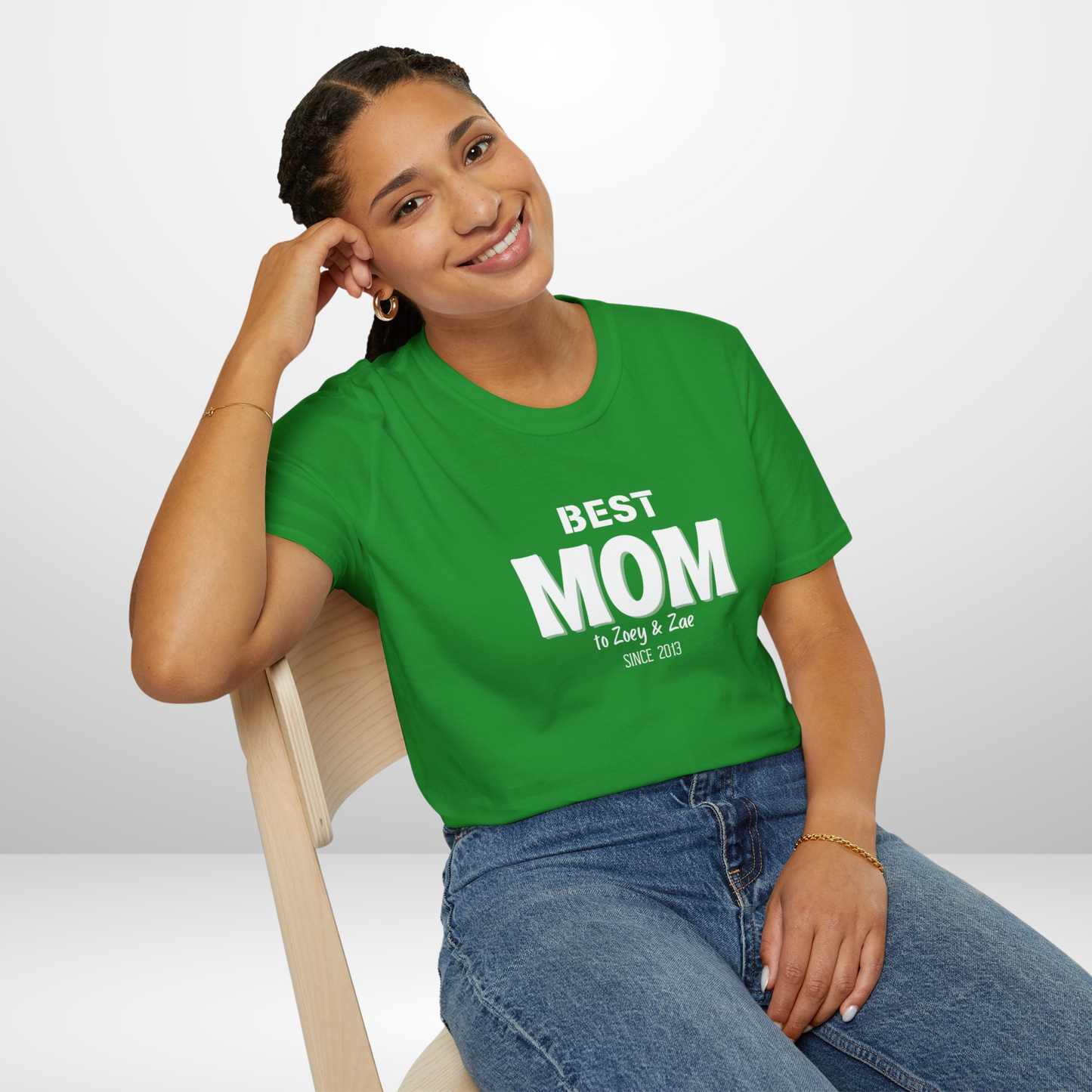 Personalized 'BEST MOM" Shirt | Kids' Names & Year