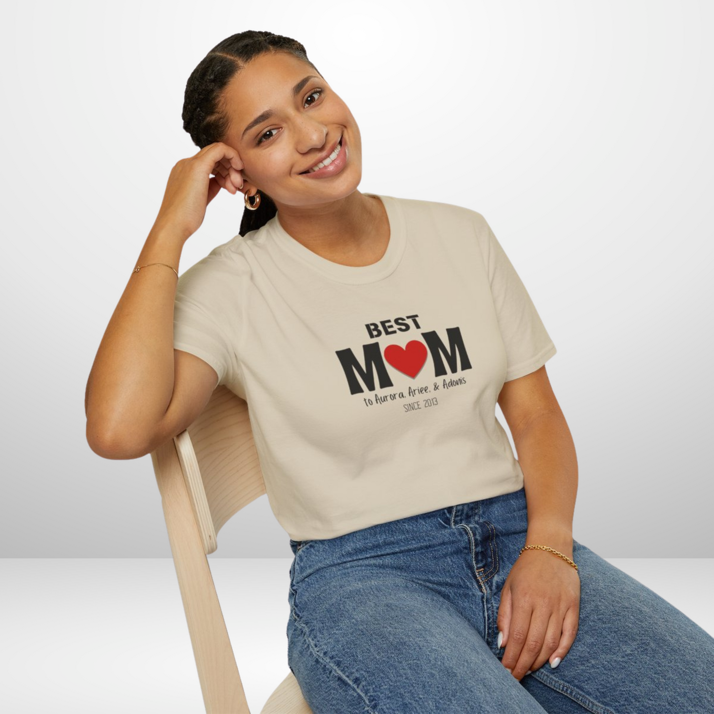 Personalized 'BEST MOM" Shirt | Kids' Names & Year