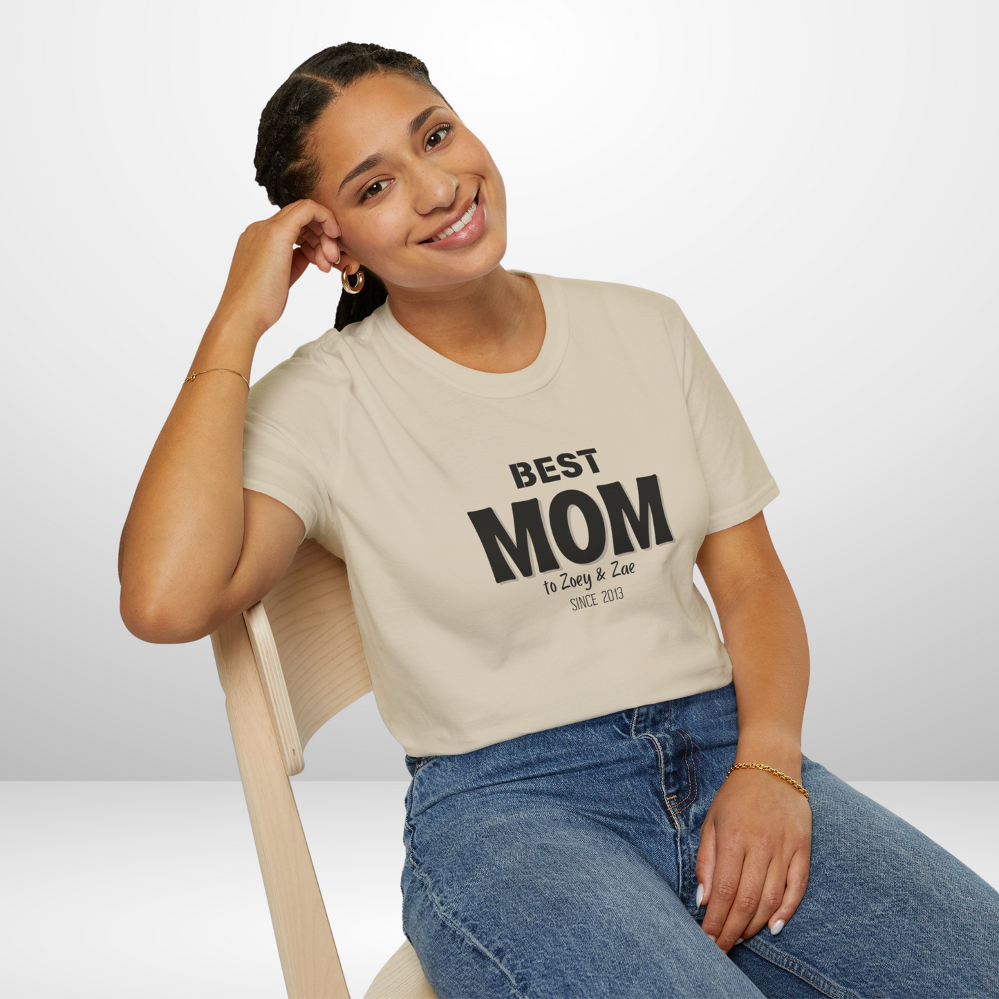Personalized 'BEST MOM" Shirt | Kids' Names & Year