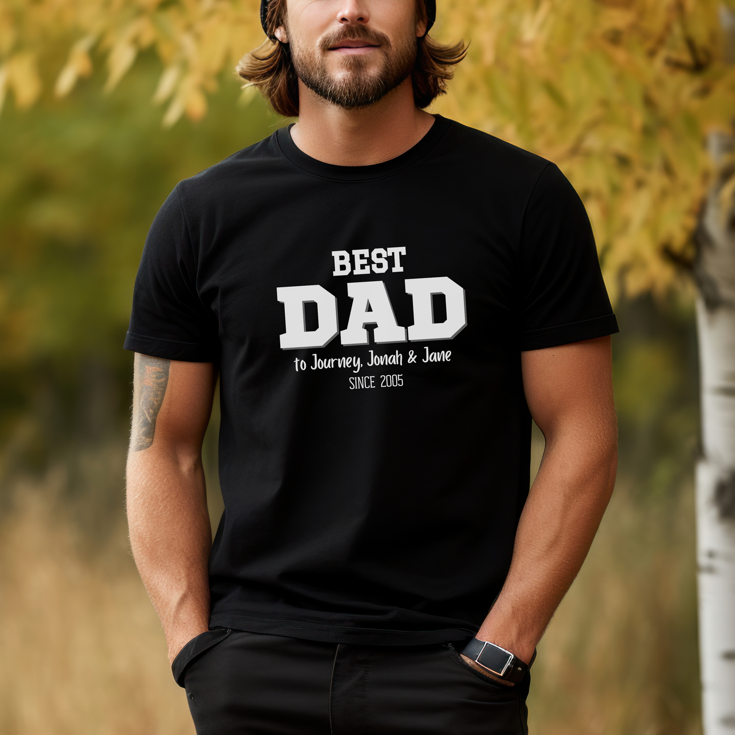 Personalized 'BEST DAD' Shirt | Kids' Names & Year