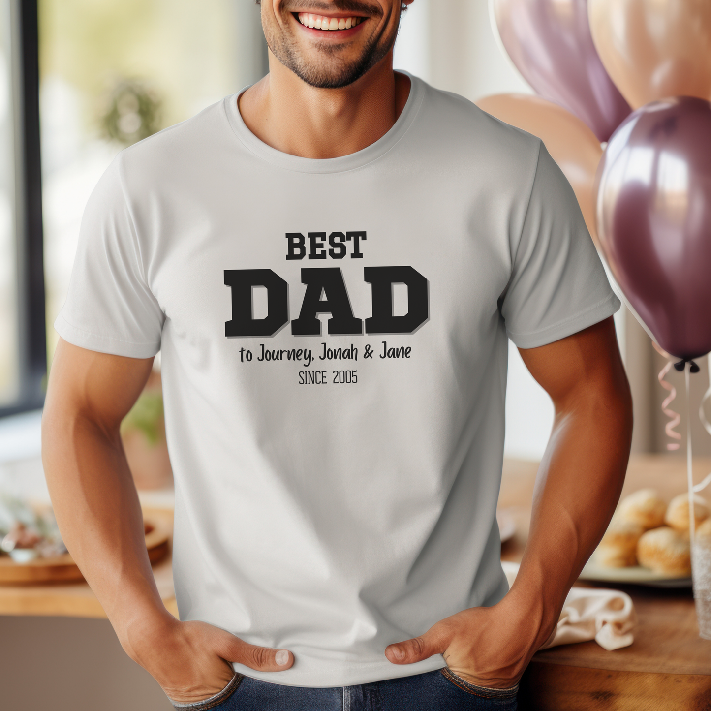Personalized 'BEST DAD' Shirt | Kids' Names & Year