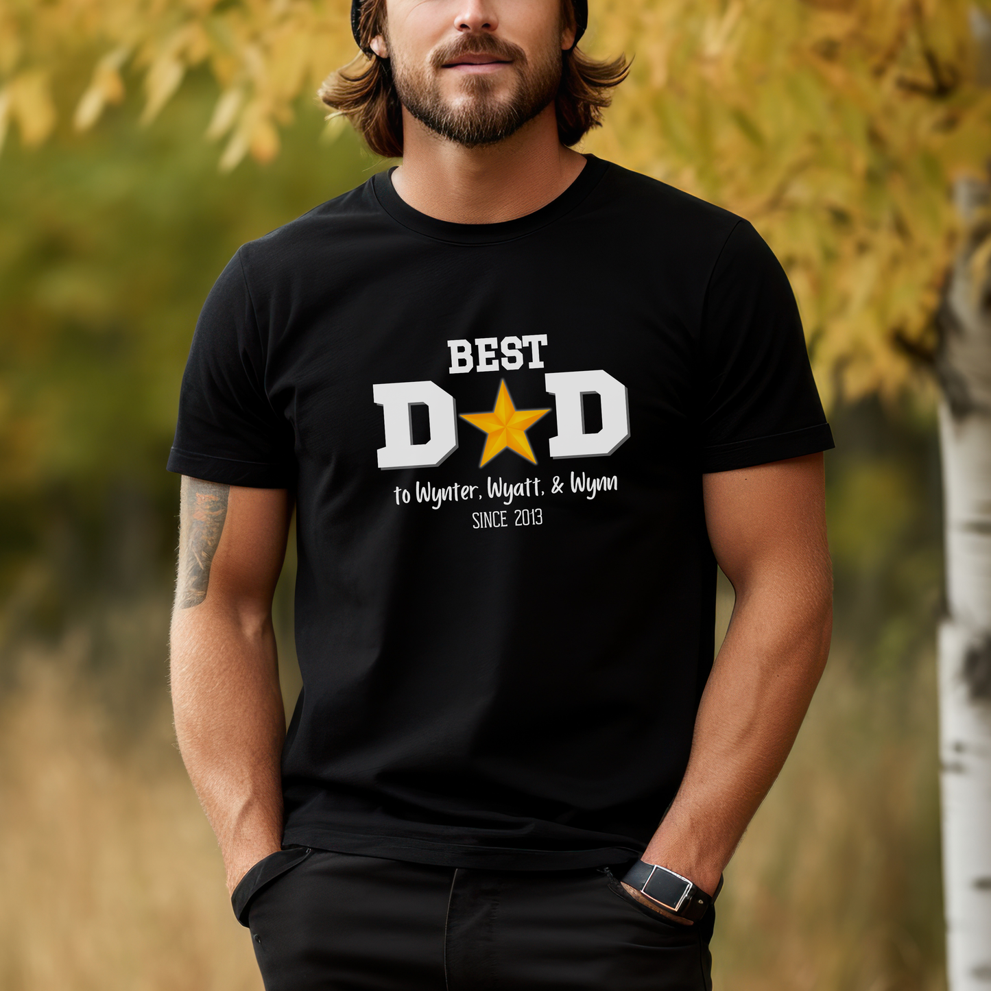 Personalized 'BEST DAD' Shirt | Kids' Names & Year