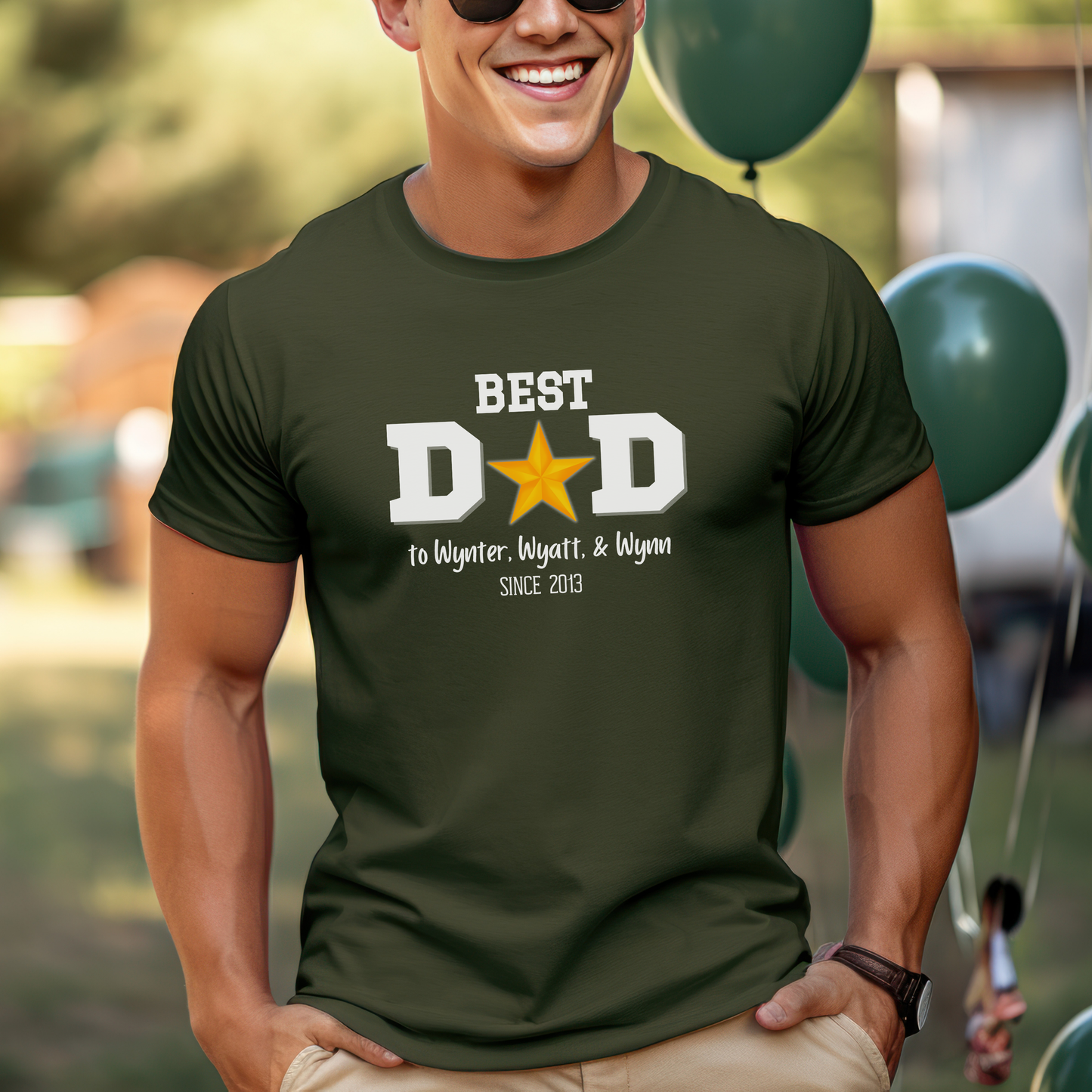 Personalized 'BEST DAD' Shirt | Kids' Names & Year