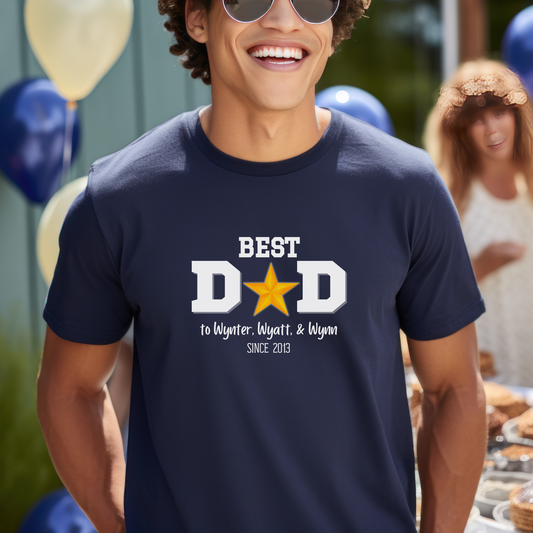Personalized 'BEST DAD' Shirt | Kids' Names & Year