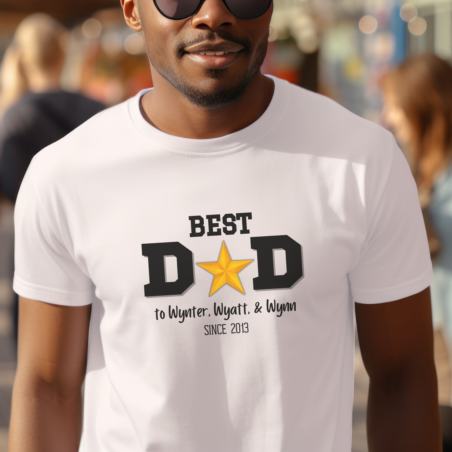 Personalized 'BEST DAD' Shirt | Kids' Names & Year