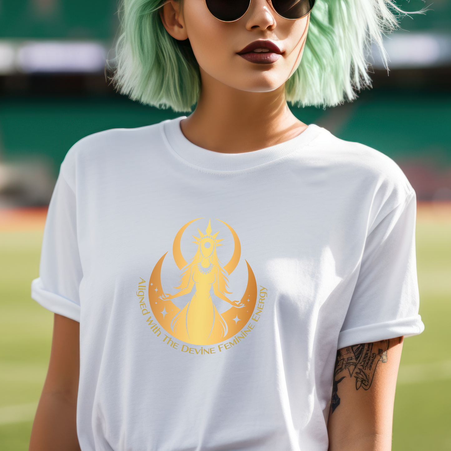 Aligned with the Divine Feminine Energy T-Shirt - Empowering Graphic Tee