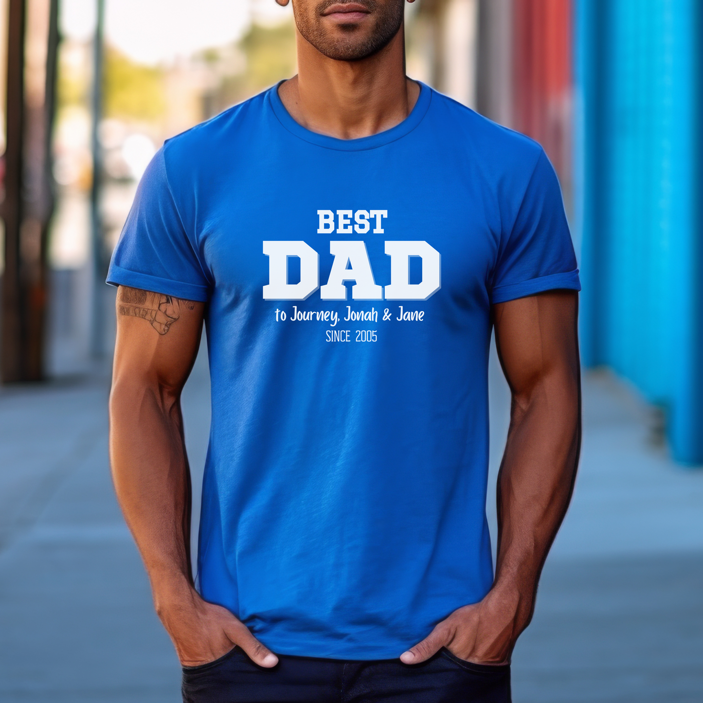 Personalized 'BEST DAD' Shirt | Kids' Names & Year
