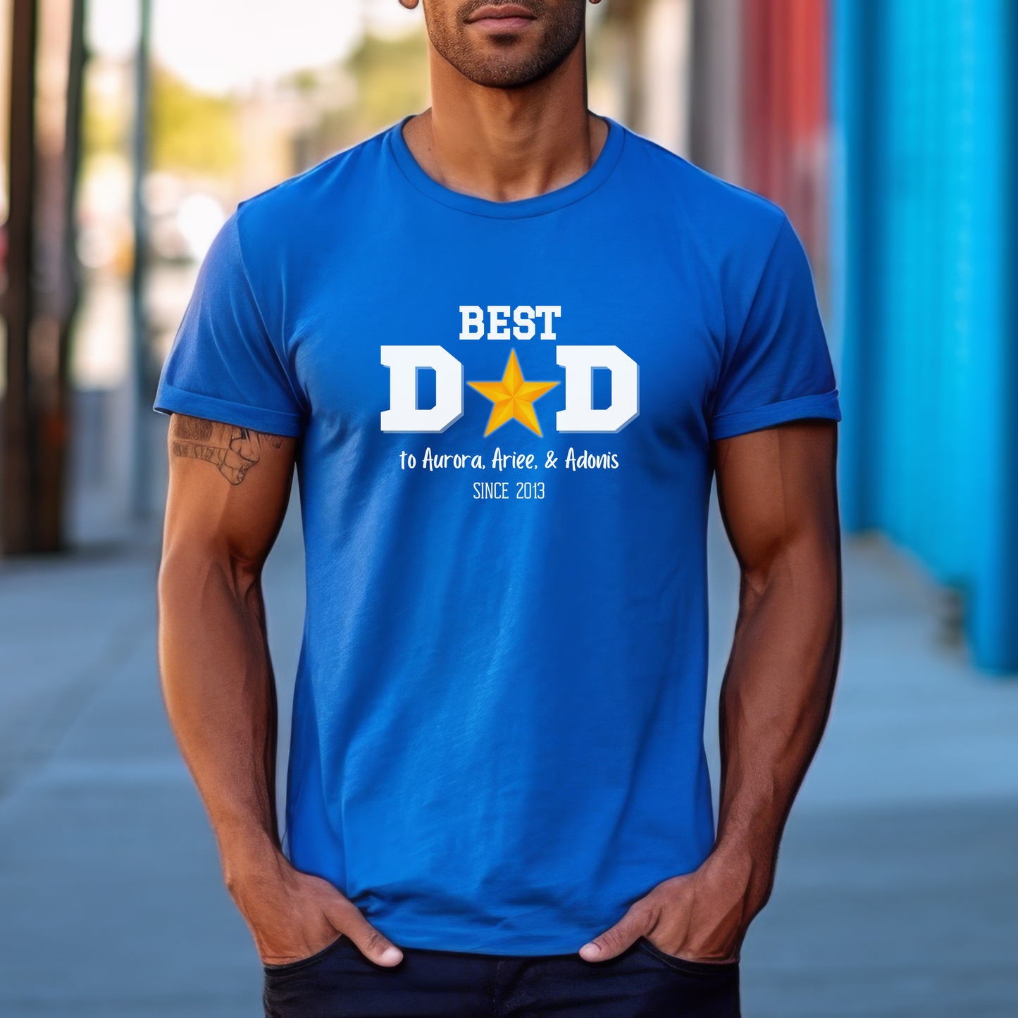 Personalized 'BEST DAD' Shirt | Kids' Names & Year