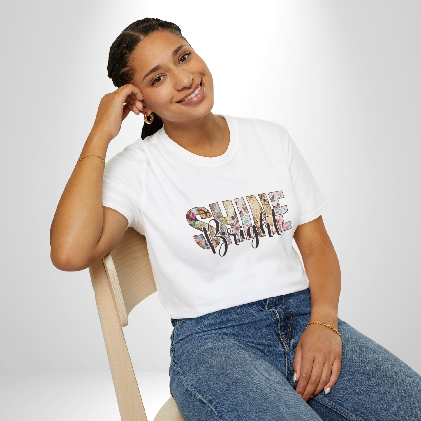 SHINE BRIGHT Affirmation Tee | Inspirational Floral Graphic Shirt
