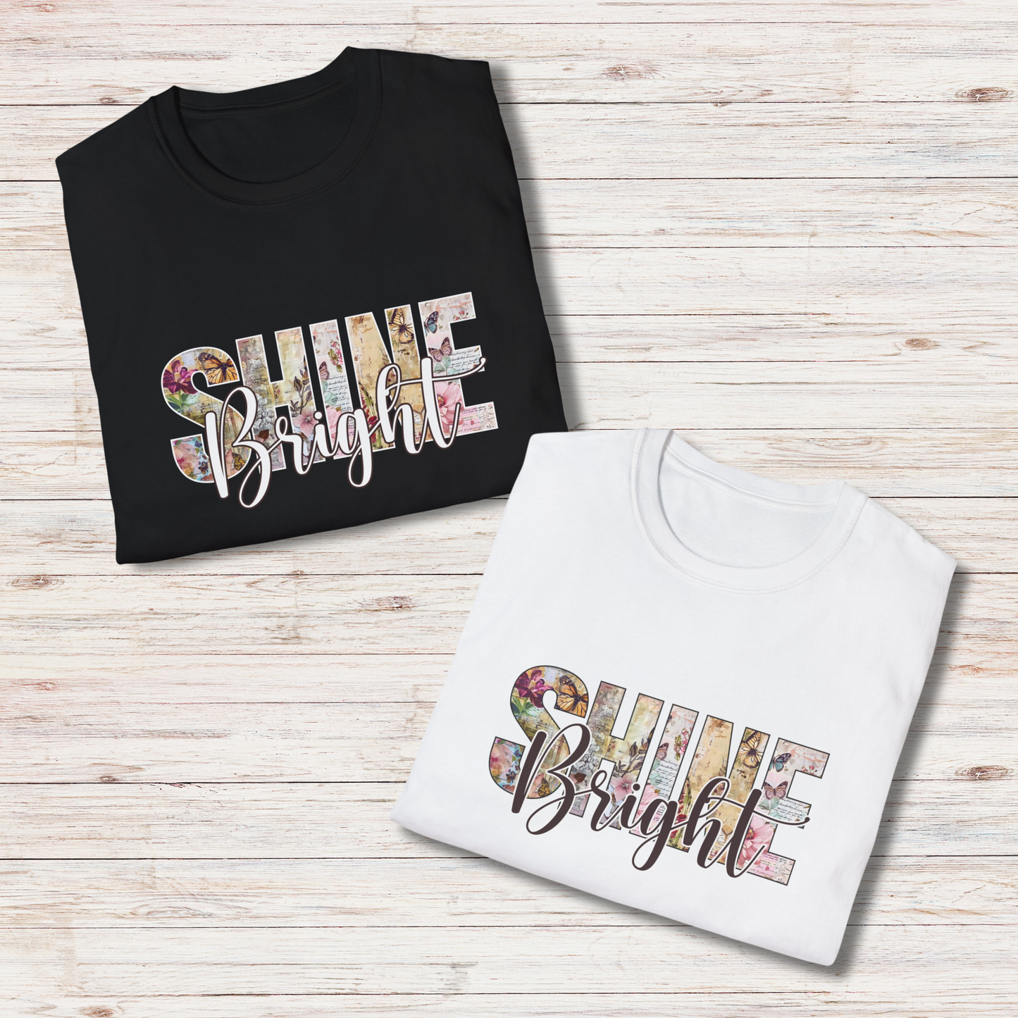 SHINE BRIGHT Affirmation Tee | Inspirational Floral Graphic Shirt